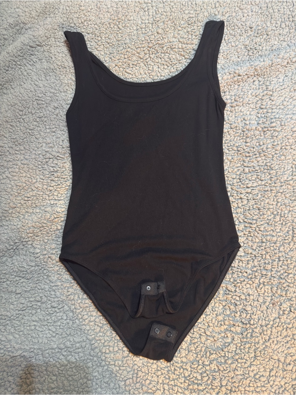 Women’s Black Scoop Neck Bodysuit with Snap Crotch